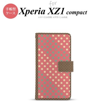 【手帳型 スマホ カバー ケース】【SO02K】【エクスペリア XZ1】手帳型 ケース SO-02K スマホ カバー Xperia XZ1 Compact エクスペリア ドット・水玉 赤×ミント nk-004s-so02k-dr1644【メール便送料無料】