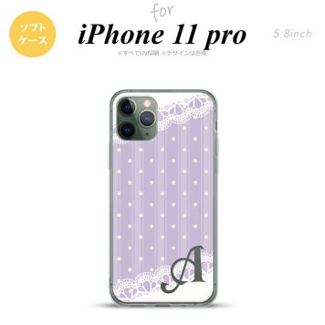 iPhone11Pro iPhone11 Pro スマホケース ソフトケース ドット レース C 薄紫 +アルファベット メンズ レディース nk-i11p-tp1614i