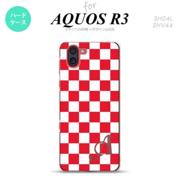 SH-04L SHV44 R3 AQUOS R3 スマホケース カバー スクエア 赤 白 +アルファベット nk-r3-133i