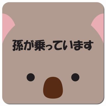 孫が乗っています おでこ こあら カーサイン 車 マグネットステッカー マグネット 強力 13x13cm 正方形 防水 屋内 屋外 セーフティサイン 安全運転 車内用 煽り運転対策 安全対策 カーサイン イラスト かわいい