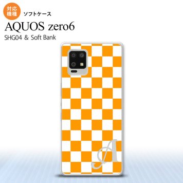 SHG04 SHG04 ZERO6 AQUOS zero6 スマホケース ソフトケース スクエア 白 オレンジ +アルファベット メンズ レディース nk-zero6-tp764i