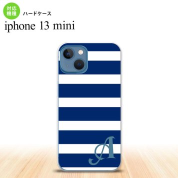 iPhone13mini iPhone13 mini ケース ハードケース ボーダー 大 青 白 +アルファベット  nk-i13m-796i