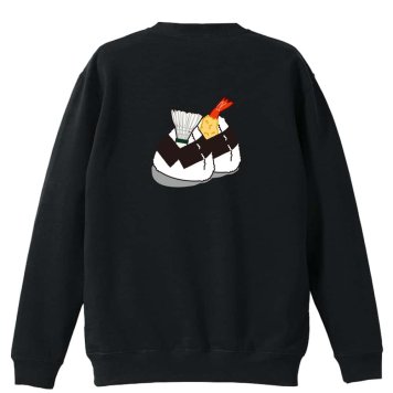 バドミントン トレーナー スウェット メンズ レディース ジュニア 裏パイル 練習着 おもしろ 名入れ おしゃれ 文字入れ無料 綿100% キッズ 大きいサイズ 「シャトル in 天むす」 アートワークスコウベ 【送料無料】