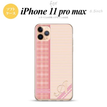 iPhone11ProMax iPhone11pro max スマホケース ソフトケース チェック ボーダー ピンク +アルファベット メンズ レディース nk-i11pm-tp1605i