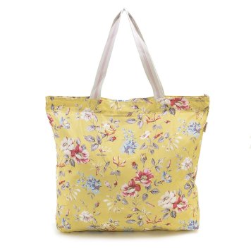 キャスキッドソン Cath Kidston トートバッグ 折りたたみ式 トート ショルダーバッグ エコバッグ LARGE FOLDAWAY TOTE 863544 ラージ フォールドアウェイ YELLOW/PEMBROKE ROSE イエロー系＋ローズ柄