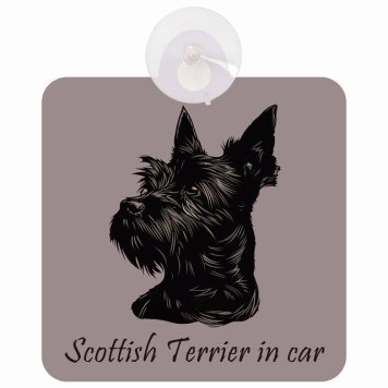 Scottish Terrier スコティッシュテリア Aタイプ 車 窓ガラス 吸盤タイプ 犬 かっこいい おしゃれ イラスト付 DOG IN CAR ドッグインカー ドッグオンボード 安全対策 セーフティサイン デコ 外出 ドライブ カーサイン 吸盤