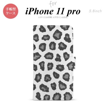 iPhone11Pro iPhone11 Pro 手帳型スマホケース カバー 豹柄 グレー  nk-004s-i11p-dr027