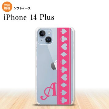 iPhone14 plsu iPhone14 plsu スマホケース 背面ケースソフトケース トランプ 帯 ピンク クリア +アルファベット 2022年 10月発売 nk-i14pl-tp530i