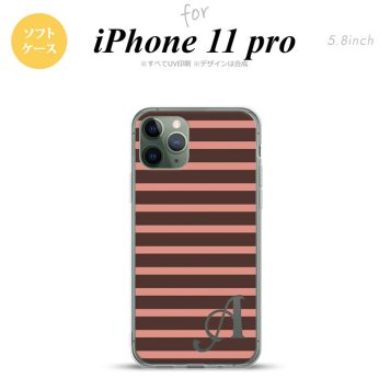 iPhone11Pro iPhone11 Pro スマホケース ソフトケース ボーダー 茶 ピンク +アルファベット メンズ レディース nk-i11p-tp707i