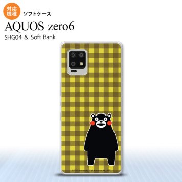 SHG04 SHG04 ZERO6 AQUOS zero6 スマホケース ソフトケース くまモン チェック 黄 メンズ レディース nk-zero6-tpkm17