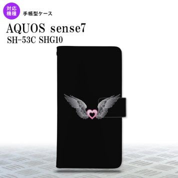 sense7 sense7 手帳型スマホケース カバー 黒翼 ハート 黒 ピンク 2022年 11月発売 nk-004s-sens7-dr467