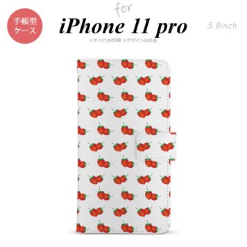 iPhone11Pro iPhone11 Pro 手帳型スマホケース カバー 苺 イチゴ 小 赤  nk-004s-i11p-dr045