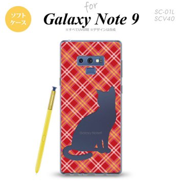 Galaxy Note 9 ギャラクシー ノート9 SC-01L SCV40 スマホケース カバー ソフトケース 猫 チェック赤A nk-note9-tp951[スマホ,スマホケース,スマホカバー,ケース,カバー,ジャケット]