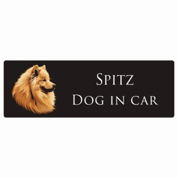ドッグ カーステッカー イラスト付 Dog in Car スピッツ Aタイプ セーフティサイン 犬種別 長方形 20x6.7cm シール リア あおり運転対策 Dog Sticker 屋外 屋内 防水 かわいい おしゃれ 安全対策 カーサイン