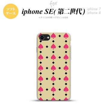 iPhoneSE 2 第二世代 iPhone8&iPhone7 共用 スマホケース 背面カバー ソフトケース トランプ スペード ベージュ ピンク おしゃれ かわいい かっこいい メンズ レディース nk-ise2-tp540