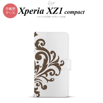 【手帳型 スマホ カバー ケース】【SO02K】【エクスペリア XZ1】手帳型 ケース SO-02K スマホ カバー Xperia XZ1 Compact エクスペリア ダマスク柄大B 茶 nk-004s-so02k-dr1036【メール便送料無料】