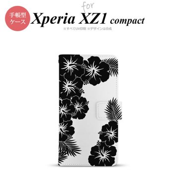 【手帳型 スマホ カバー ケース】【SO02K】【エクスペリア XZ1】手帳型 ケース SO-02K スマホ カバー Xperia XZ1 Compact エクスペリア ハイビスカスC 黒 nk-004s-so02k-dr1060【メール便送料無料】