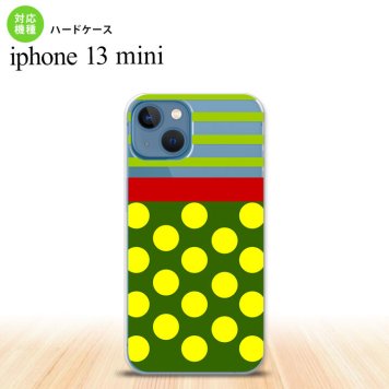 iPhone13mini iPhone13 mini ケース ハードケース ドット ボーダー 緑  nk-i13m-784