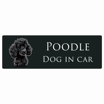 イラスト付 ドッグ カーステッカー Dog in Car プードル Aタイプ セーフティサイン 犬種別 長方形 15x5cm シール リア あおり運転対策 Dog Sticker 安全対策 カーサイン