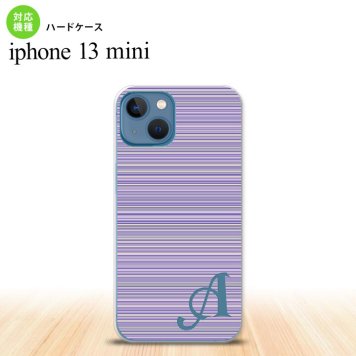 iPhone13mini iPhone13 mini ケース ハードケース ボーダー 細 紫 +アルファベット  nk-i13m-1287i