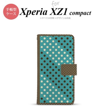 【手帳型 スマホ カバー ケース】【SO02K】【エクスペリア XZ1】手帳型 ケース SO-02K スマホ カバー Xperia XZ1 Compact エクスペリア ドット・水玉 青緑×茶 nk-004s-so02k-dr1654【メール便送料無料】