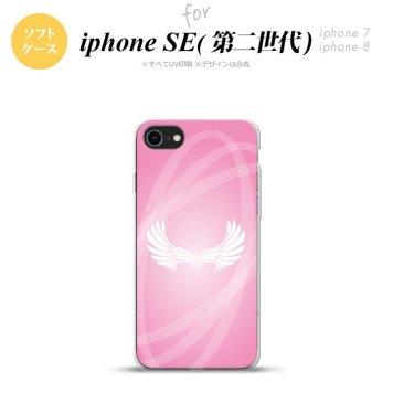 iPhoneSE 2 第二世代 iPhone8&iPhone7 共用 スマホケース 背面カバー ソフトケース 翼 光 ピンク おしゃれ かわいい かっこいい メンズ レディース nk-ise2-tp464