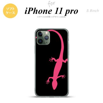 iPhone11Pro iPhone11 Pro スマホケース ソフトケース トカゲ 黒 ピンク メンズ レディース nk-i11p-tp507