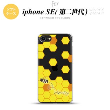 iPhoneSE 2 第二世代 iPhone8&iPhone7 共用 スマホケース 背面カバー ソフトケース ハニー クリア 黄 おしゃれ かわいい かっこいい メンズ レディース nk-ise2-tp1685