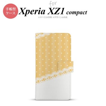 【手帳型 スマホ カバー ケース】【SO02K】【エクスペリア XZ1】手帳型 ケース SO-02K スマホ カバー Xperia XZ1 Compact エクスペリア ドット・レースB 黄 nk-004s-so02k-dr1613【メール便送料無料】