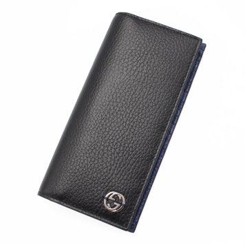 グッチ　GUCCI　610467 CAO2N 1040　長財布　ブラック　黒　内面ブルー　インターロッキング　DOLLAR CALF　レザー ウォレット　Outlet　アウトレット　二つ折り財布