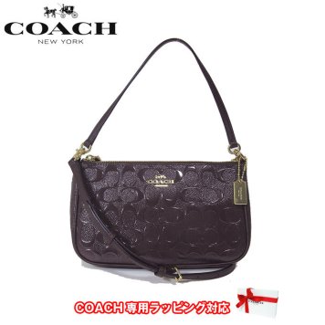 コーチ アウトレット COACH ショルダーバッグ F56518 シグネチャー デポスド パテント トップハンドルポーチ 斜め掛け IML7C(オックスブラッド)【RCP】【楽天カード分割】