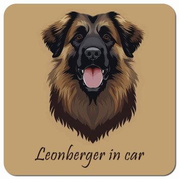 イラスト付 Dog in Car レオンベルガー Aタイプ カーサイン 車 マグネットステッカー 犬 マグネット 強力 13x13cm 正方形 おしゃれ かわいい ドラレコステッカー 安全対策 危険運転 煽り運転 アニマル 動物 犬種別 屋外 防水 屋内