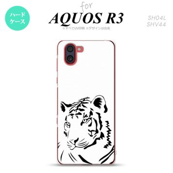SH-04L SHV44 R3 AQUOS R3 スマホケース カバー 虎 アップ 白 nk-r3-562