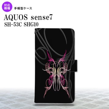 sense7 sense7 手帳型スマホケース カバー ピンスト 黒 ピンク 2022年 11月発売 nk-004s-sens7-dr1240