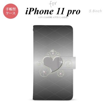iPhone11Pro iPhone11 Pro 手帳型スマホケース カバー ハート グレー  nk-004s-i11p-dr318