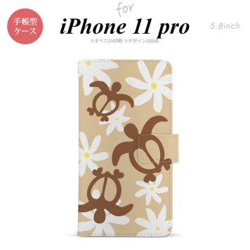 iPhone11Pro iPhone11 Pro 手帳型スマホケース カバー ホヌ ティアレ ベージュ  nk-004s-i11p-dr1081