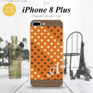 【iPhone8Plus】【スマホケース/スマホカバー】【アイフォン8プラス】iPhone8Plus スマホケース ケース アイフォン8プラス イニシャル ドット・水玉 オレンジ×茶 nk-ip8p-tp1643ini【メール便送料無料】