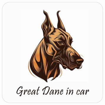 ドッグ カーステッカー イラスト付 Dog in Car グレートデン B タイプ セーフティサイン 犬種別 正方形 13x13cm シール リア あおり運転対策 Dog Sticker 屋外 屋内 防水 かわいい おしゃれ 安全対策 カーサイン