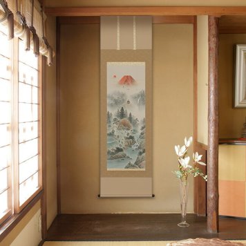 掛軸 十六全図 190×54.5cm[装飾 絵 レトロ 和室 客間 床の間 日本文化 季節 風景 景色 めでたい 図柄 情景 動物 生き物 アート インテリア 尺五立 和風 雑貨 作品 縁起物 美術品 モダン おしゃれ 通年 年中 飾る 掛ける 飾り]         3-4W