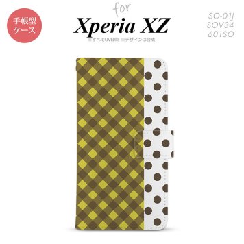 【手帳型 スマホ カバー ケース】【SO01J】【エクスペリア XZ 】手帳型 ケース SO-01J スマホ カバー XPERIA XZ エクスペリア チェック･ドット 黄 nk-004s-so01j-dr1522【メール便送料無料】
