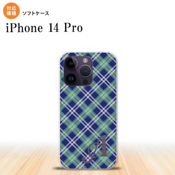 iPhone14 Pro iPhone14 Pro スマホケース 背面ケースソフトケース チェック A 青 +アルファベット 2022年 9月発売 nk-i14p-tp437i