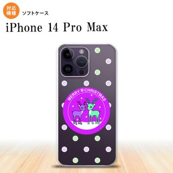 iPhone14 ProMax iPhone14 Pro Max スマホケース 背面ケースソフトケース トナカイ ワッペン 紫 2022年 9月発売 nk-i14pm-tp623