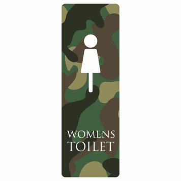 トイレ 案内 シール WOMENS 迷彩 カラー 長方形 縦 ドア 防水 屋内 屋外 サインステッカー ピクトサイン トイレマーク表示 案内 注意 施設 御手洗 TOILET おしゃれ シンプル 安全対策