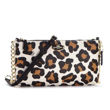 コーチファクトリー アウトレット COACH FACTORY バッグ OCLT PR QUINN CRSBDY F35878 IMCAH 斜めがけバッグ チェーンバッグ ポシェット アイボリー＋ブラウン レオパード柄