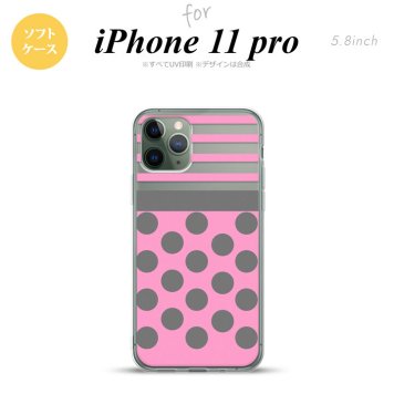 iPhone11Pro iPhone11 Pro スマホケース ソフトケース ドット ボーダー ピンク メンズ レディース nk-i11p-tp782