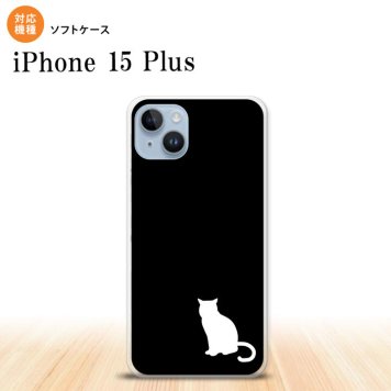 iPhone15 plus iPhone15 plus スマホケース 背面ケースソフトケース 猫 影 黒 白 2023年 9月発売 nk-i15pl-tp429
