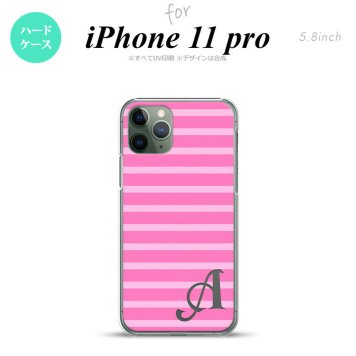 iPhone11Pro iPhone11 Pro スマホケース ハードケース ボーダー ピンク +アルファベット メンズ レディース nk-i11p-708i
