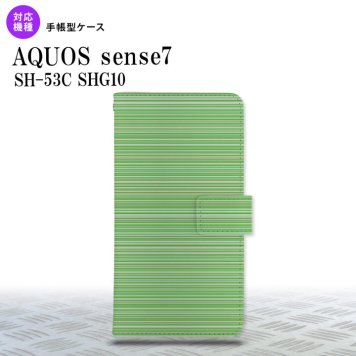 sense7 sense7 手帳型スマホケース カバー ボーダー 細 緑 2022年 11月発売 nk-004s-sens7-dr1290