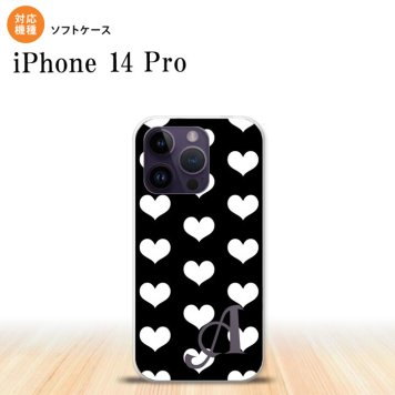 iPhone14 Pro iPhone14 Pro スマホケース 背面ケースソフトケース ハート A 黒 白 +アルファベット 2022年 9月発売 nk-i14p-tp119i