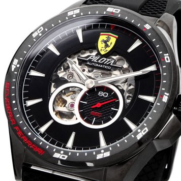 Scuderia Ferrari 腕時計 スクーデリア フェラーリ 時計 ウォッチ ピロータ オートマティコ Pilota Automatico メンズ 自動巻き ブラック×レッド 0830600 海外モデル [並行輸入品] 誕生日 プレゼント ギフト 入学祝い 社会人 新生活 母の日 父の日